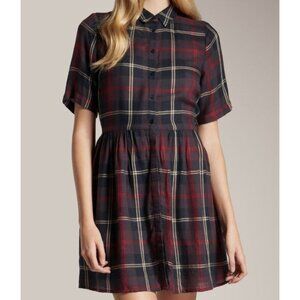 Jack Wills Plaid Shirt Dress – Navy/Burgundy – Size US 4 / Small